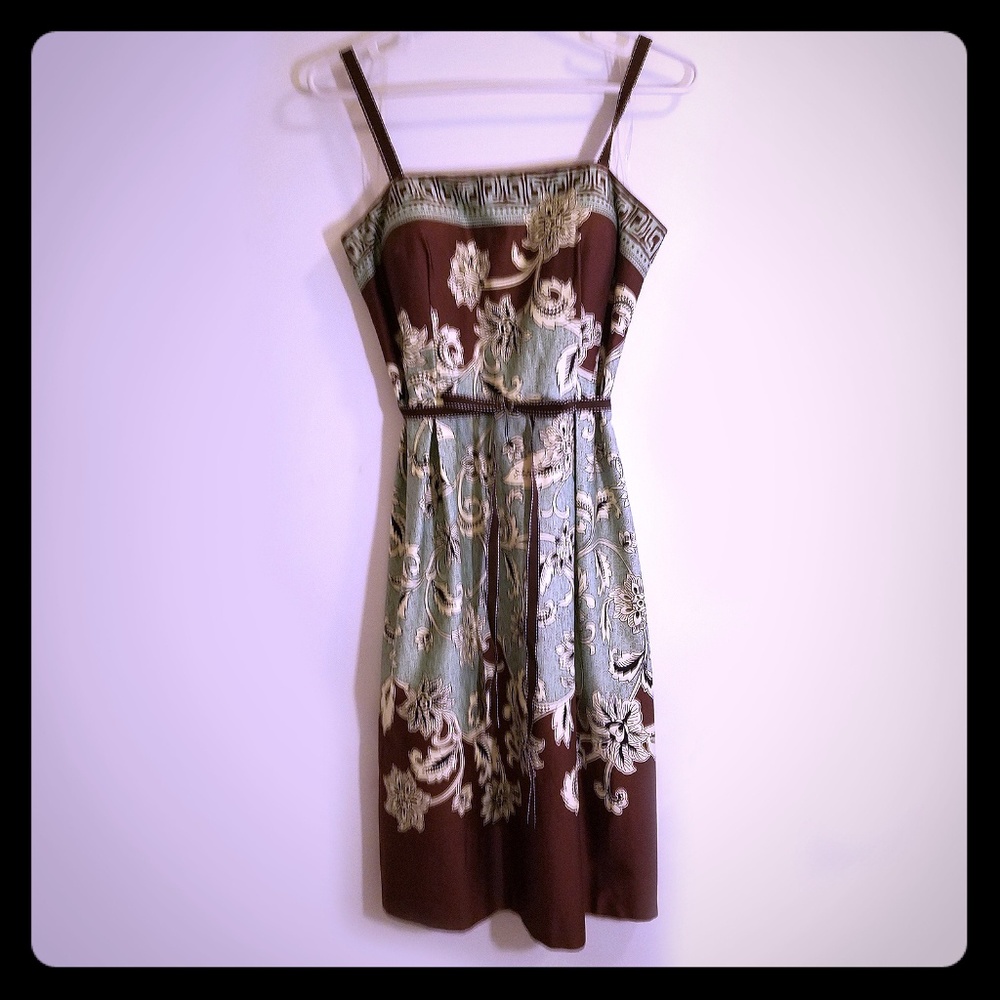 Brown and Mint Print Dress
